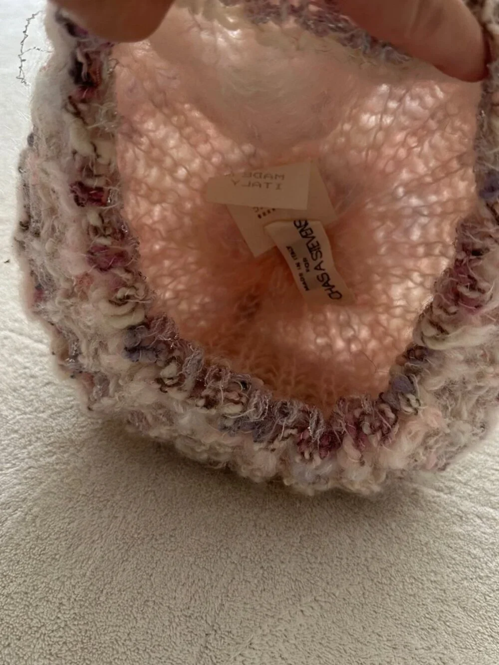 Chas A Stevens Vintage Hat Made in Italy Wool Knit Slouchy Beret Hat Pink Earthy